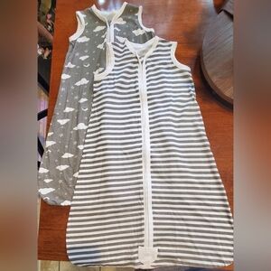 Gray Striped and Cloud Print Kids Sleepsacks, size 6-12 months